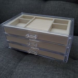 Storage & Organization - NEW acrylic jewelry box, tan velvet/clear Storage & Organization - NEW acrylic jewelry box, tan velvet/clear